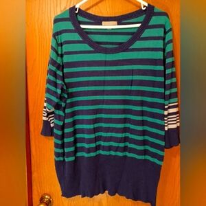 ONE A striped 3/4 sleeves knit top